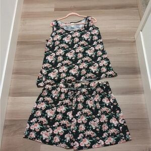real essentials floral pattern pajama to 2 piece set size 3x tank and shorts